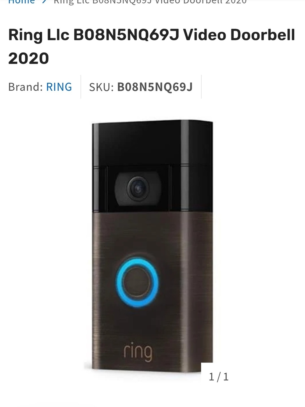 Ring Video Doorbell in Black and Bronze with Blue LED